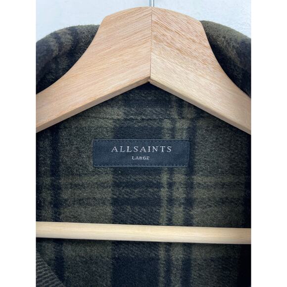 ALLSAINTS Asbury Plaid Flannel Long Sleeve Warm Overshirt Shacket Designer Large - Picture 6 of 11